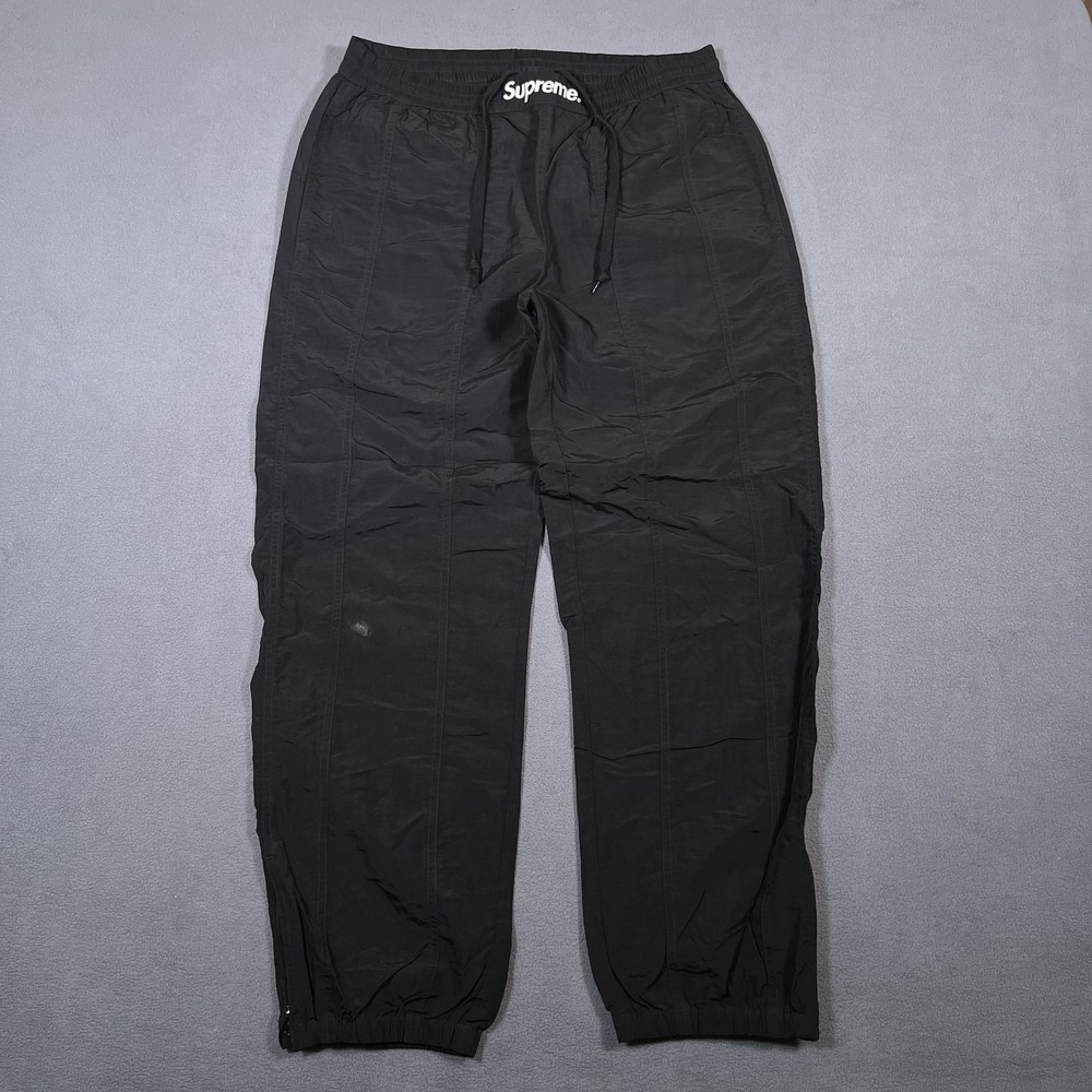Supreme Black Nylon Windbreaker Paneled Warm Up Pants Men's Size M FW19